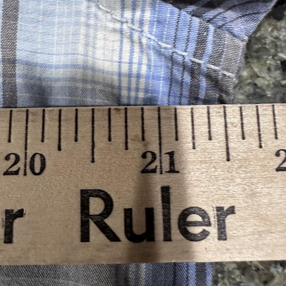 INC International Concepts Shirt Mens Size M Blue Plaid Western Pearl Snap FLAW - Picture 6 of 8